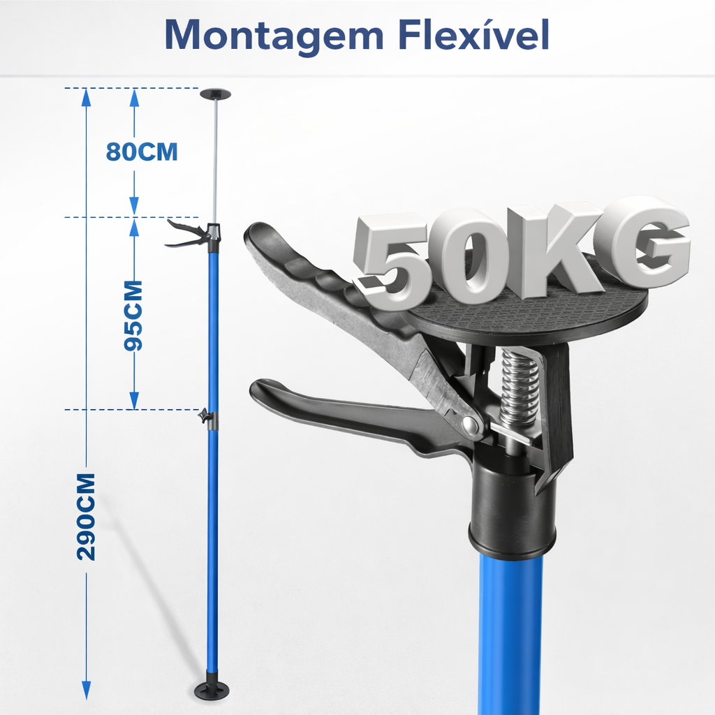 Barra de suporte telescópica em aço 115–290 cm