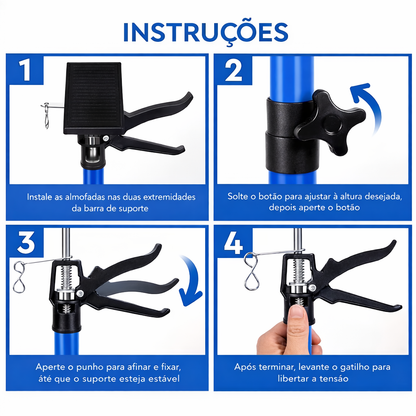 Barra de suporte telescópica em aço 115–290 cm